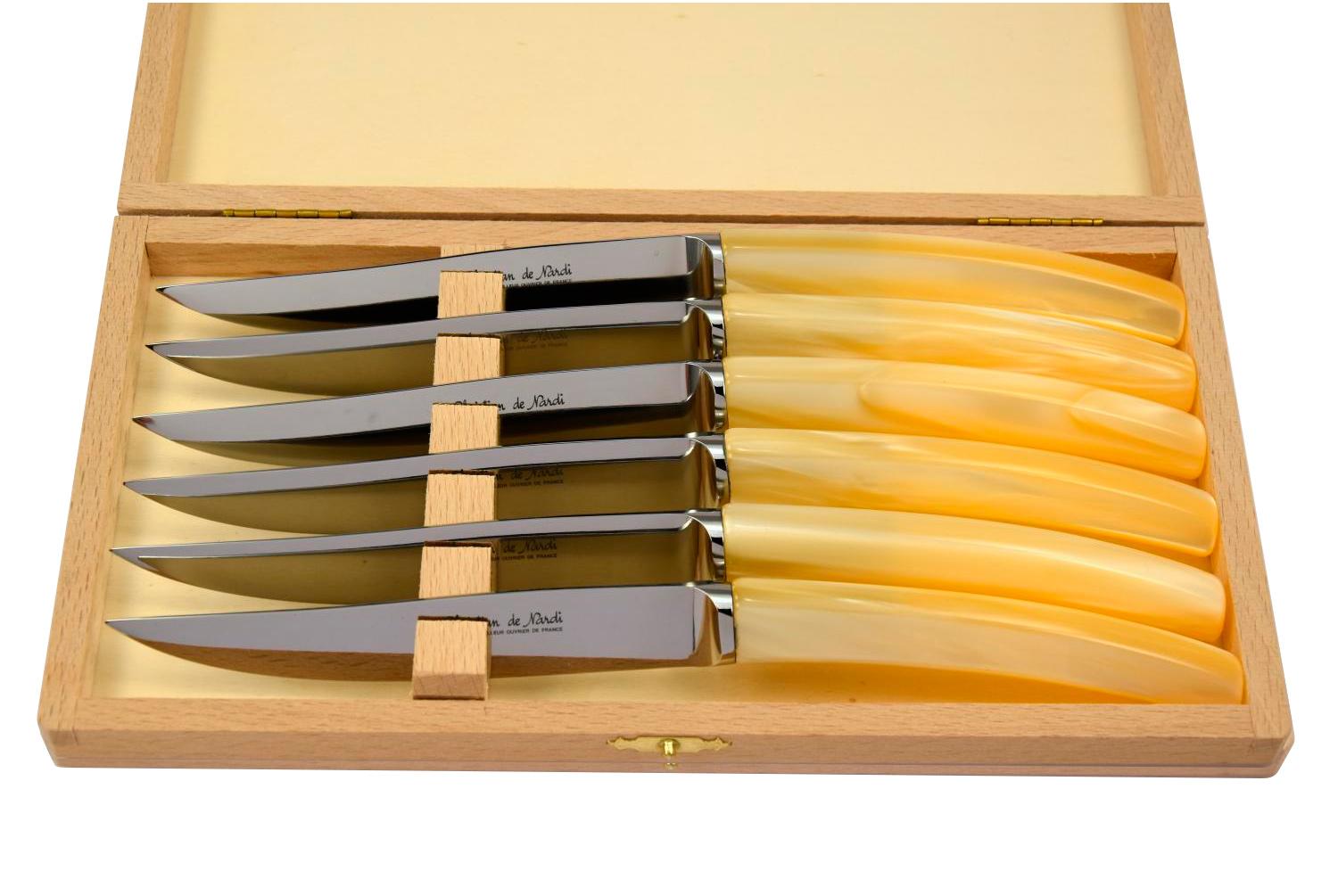 MODELE SILENE
couteau table par 6
manche plexi naturel nacré
